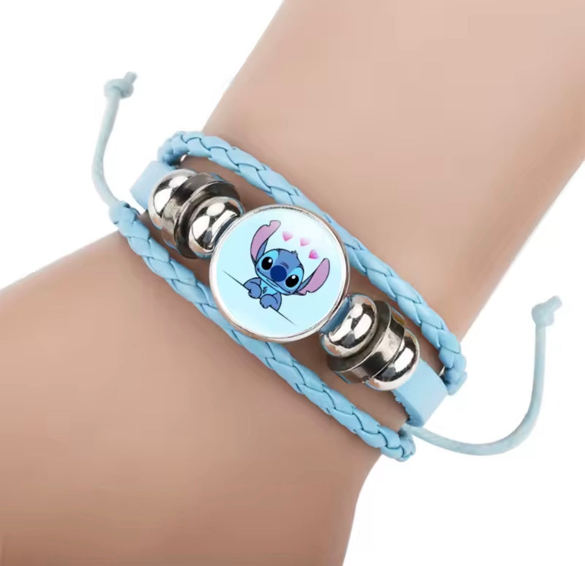 Disney Stitch - Handmade Woven Bracelet Sapphire Blue, Pink & Black Multilayer Cowhide Pendant Rope Bracelet - Animation Surrounding - Kids Birthday / Christmas Gift - 27 Various Designs