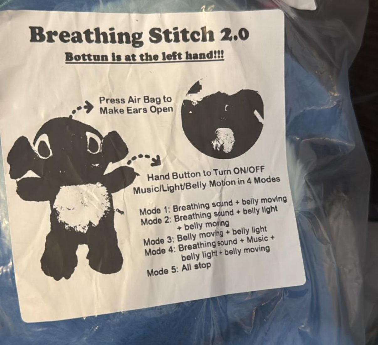 Disney Stitch Plush Doll Baby Sleeping Companion Sound Soothing Musical Toy With Air Bag and Light With Breathing Sounds - Toys - Perfect Gift For A Boy or Girl**