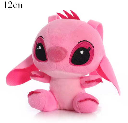 Disney 12cm Stitch / Angel Stuffed Plush Pendant Keychain Cartoon Stuffed Plush Dolls Anime Plush Baby Toys Kawaii Kids Birthday / Christmas Gift