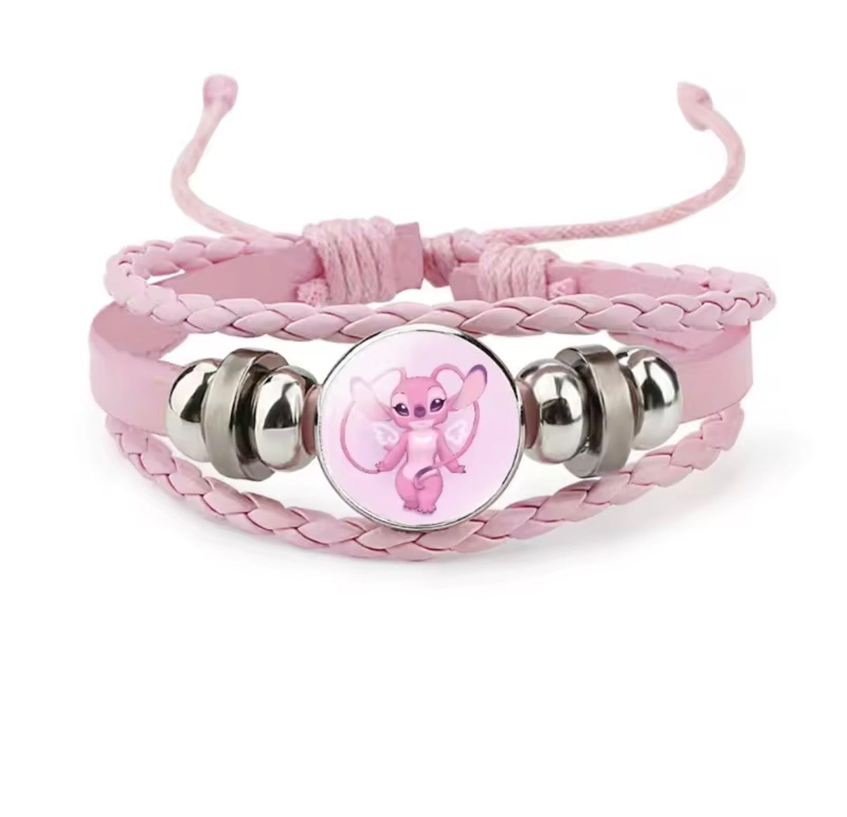 Disney Stitch - Handmade Woven Bracelet Sapphire Blue, Pink & Black Multilayer Cowhide Pendant Rope Bracelet - Animation Surrounding - Kids Birthday / Christmas Gift - 27 Various Designs