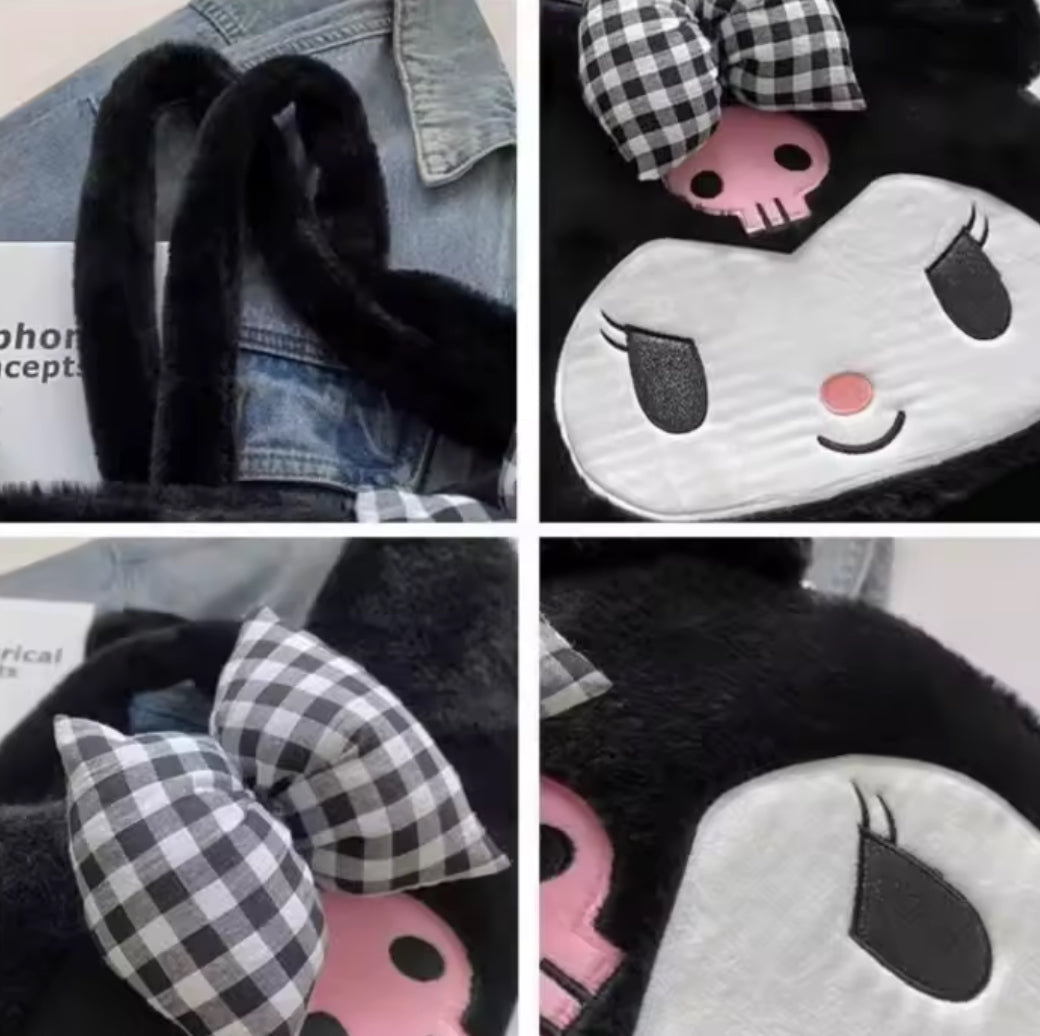 Cute Sanrio Kuromi Plush Bag Large Handbag Cinnamoroll Kawaii My Melody Backpack Shoulder Bag Tote Girl Makeup Plushie Gift bag