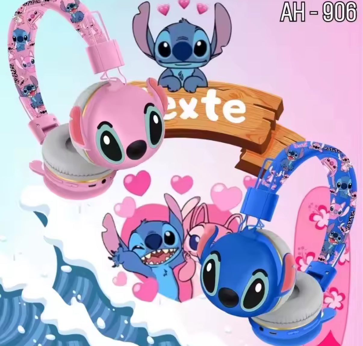 New Disney Stitch Bluetooth Headphones AH-906 Wireless
Earbuds HIFI Sound Foldable Headsets with Mic Anime Cartoon Kids Gifts - Perfect Christmas/Birthday Gift