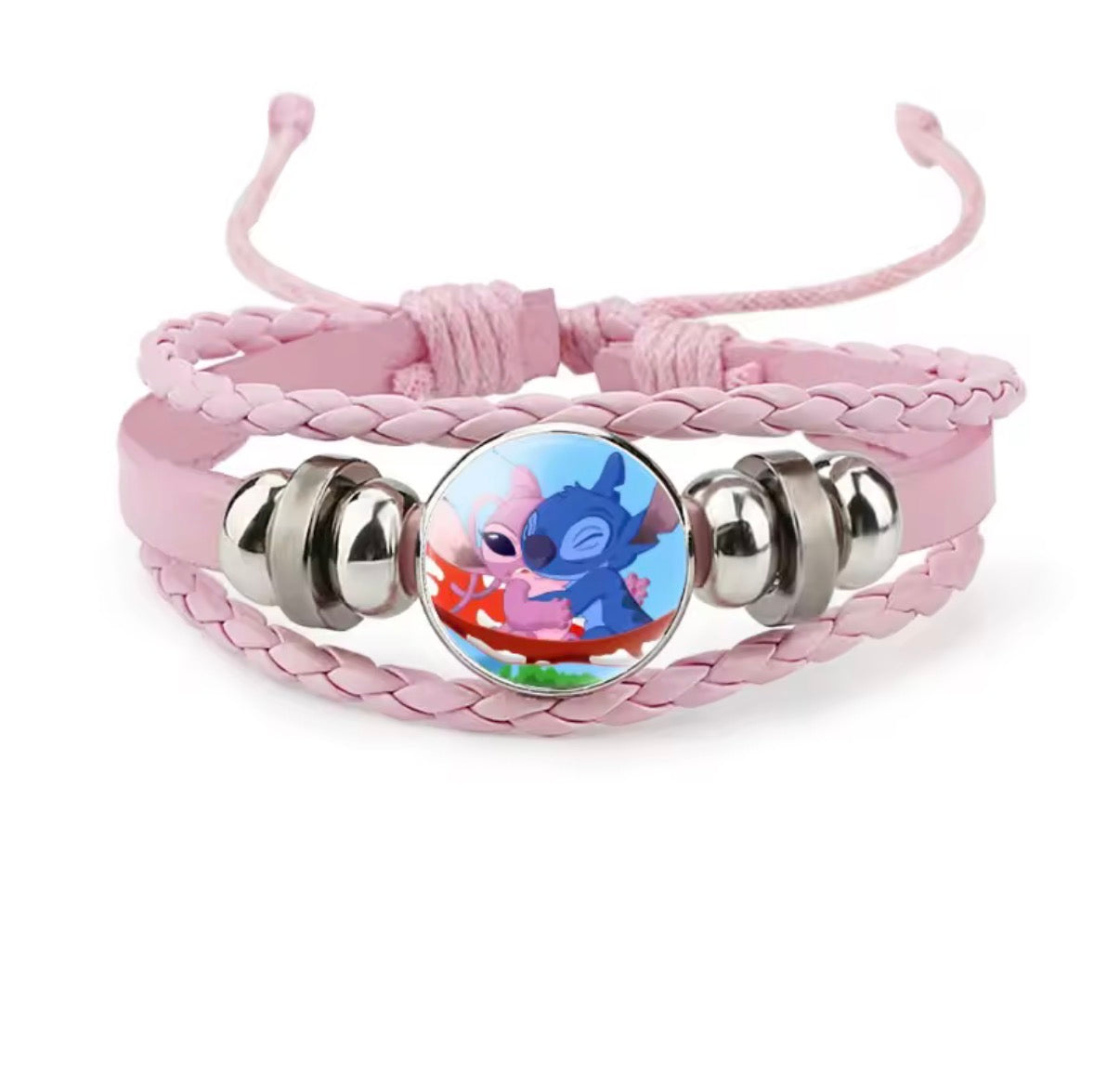 Disney Stitch - Handmade Woven Bracelet Sapphire Blue, Pink & Black Multilayer Cowhide Pendant Rope Bracelet - Animation Surrounding - Kids Birthday / Christmas Gift - 27 Various Designs