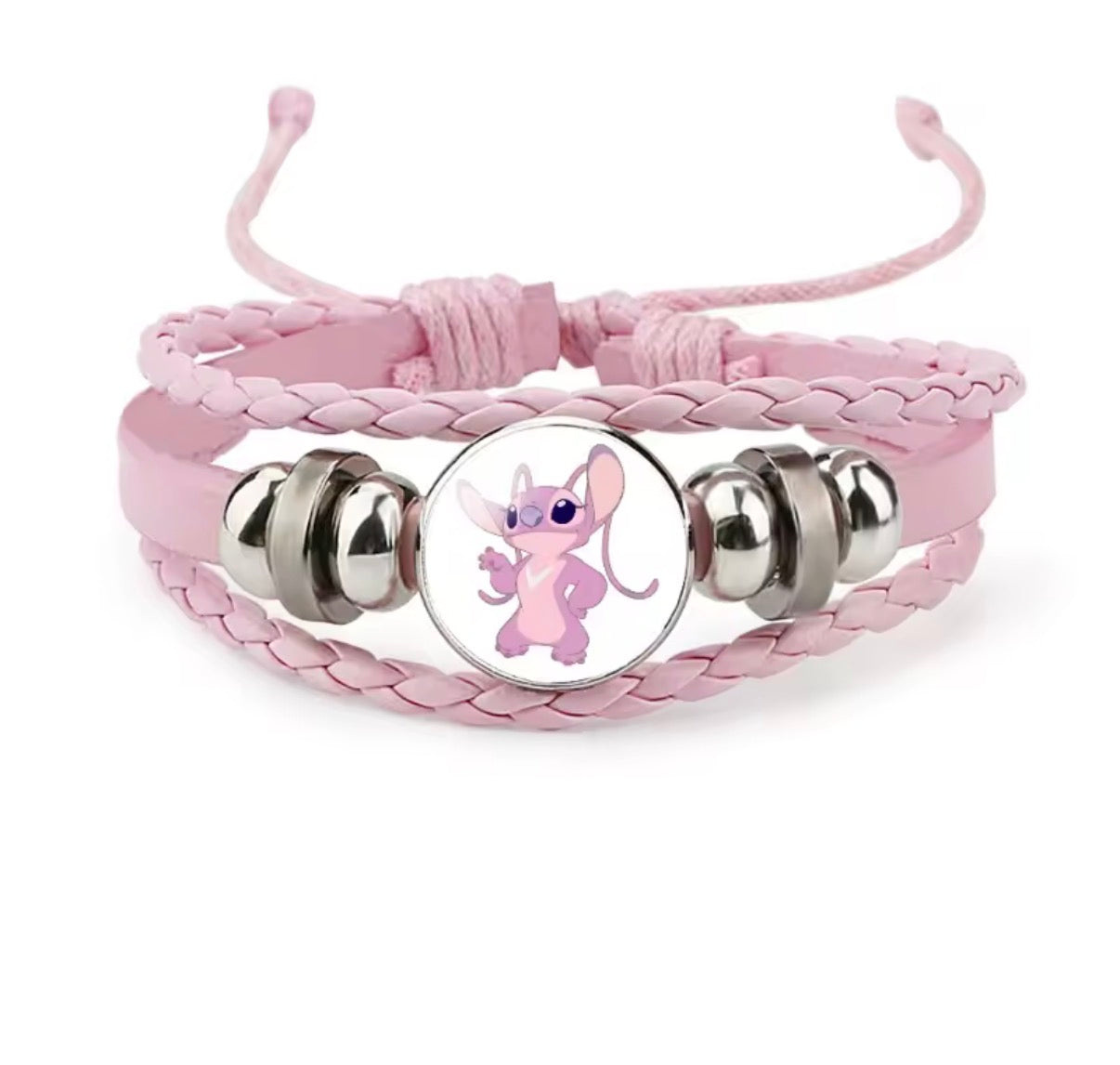 Disney Stitch - Handmade Woven Bracelet Sapphire Blue, Pink & Black Multilayer Cowhide Pendant Rope Bracelet - Animation Surrounding - Kids Birthday / Christmas Gift - 27 Various Designs