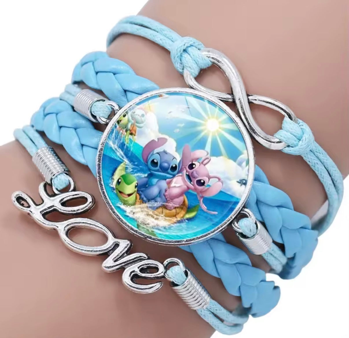 Disney Lilo & Stitch - Handmade Pendant Double Rope Bracelet - Girl Cartoon Telescopic Bracelet - Perfect Kids Birthday / Christmas Gift - Many Different Designs & Colours