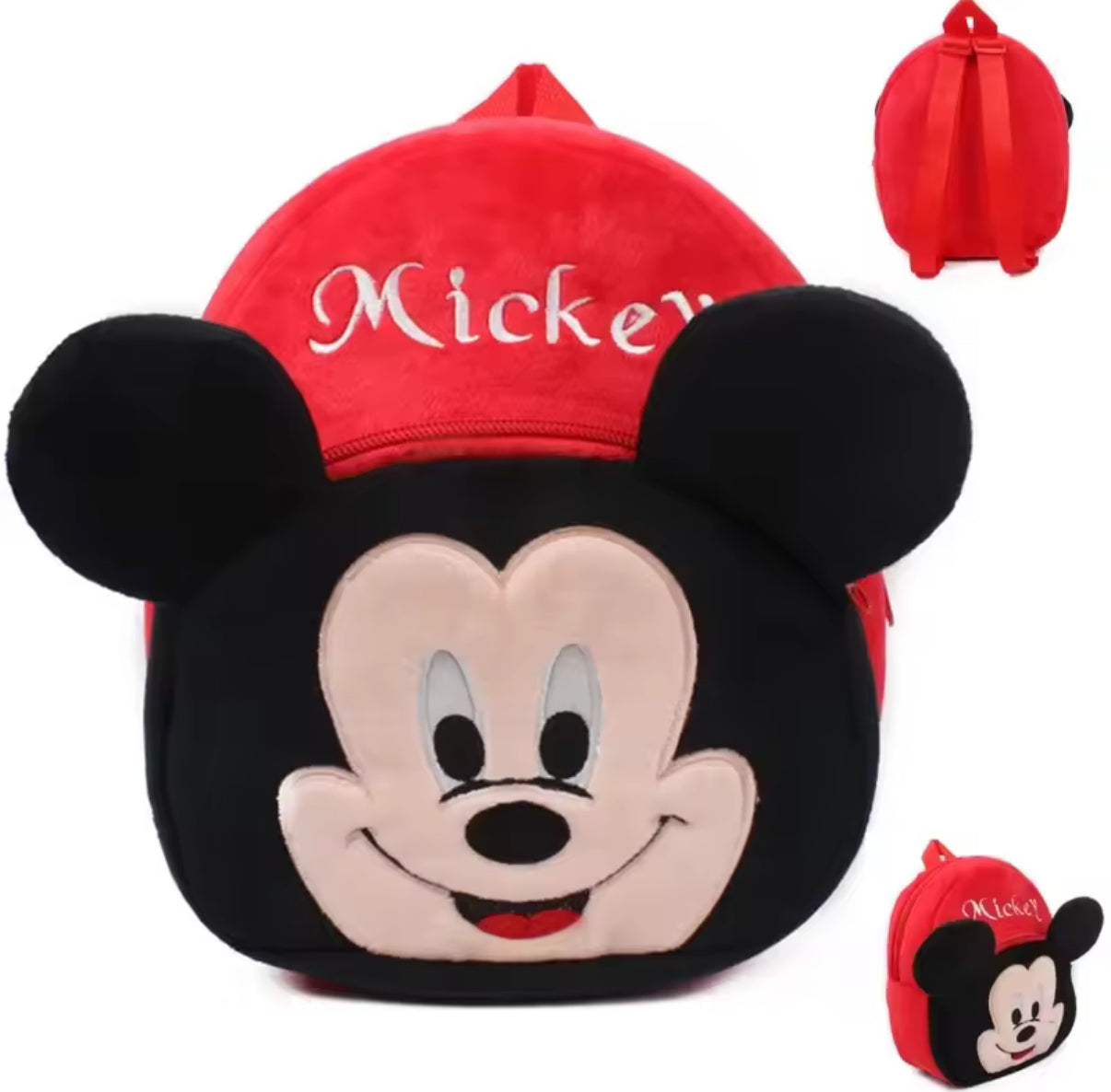 Disney Mickey Mouse Red Plush Mini Backpack  Anime / Cartoon - Soft Cute Baby Travel / School Bag - Christmas / Birthday Gift