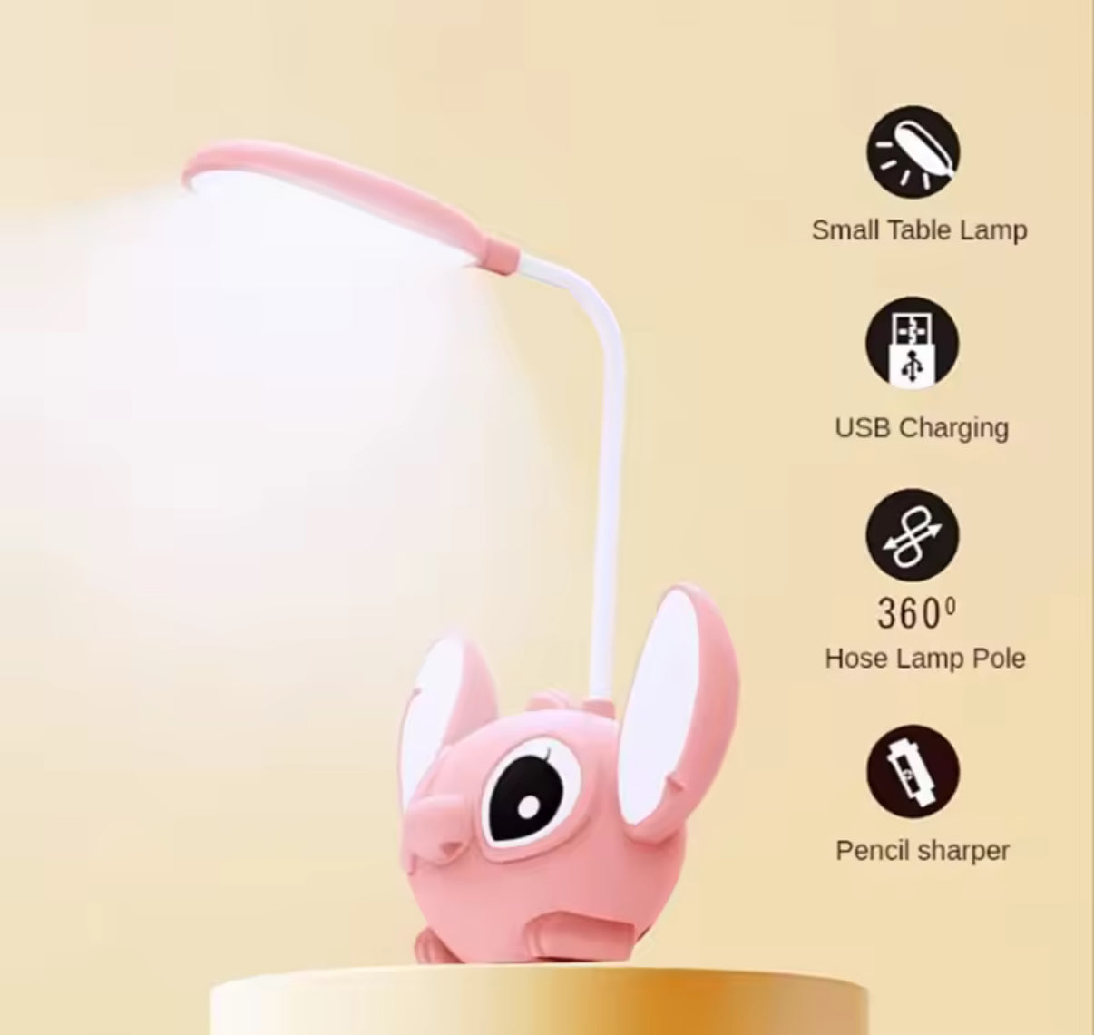Stitch Anime Lamp - Night Light USB Charging with Pencil Sharpener - Anime / Cartoon - Kids Bedroom Lamp - Boys and Girls - Perfect Kids Birthday / Christmas Gift