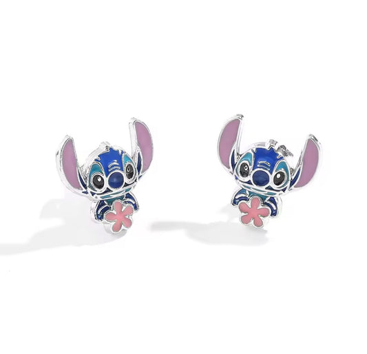 Disney 1pair Cartoon Stitch Ear Studs Kawaii Stitch Silver Metal Coloured Earrings
Delicate Female/Girls Jewellery Accessories - Perfect
Birthday / Christmas Gift - With Giftbox