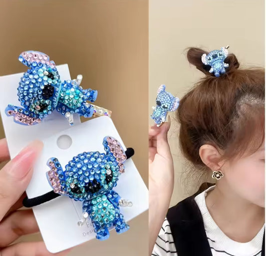 Disney Stitch Anime - Handmade Cartoon Figure Toys Children Kawaii Stitch Sparkly Stone Effect Hair Band, Hair Clip, Accessories, Perfect Girls Birthday / Christmas Gift*