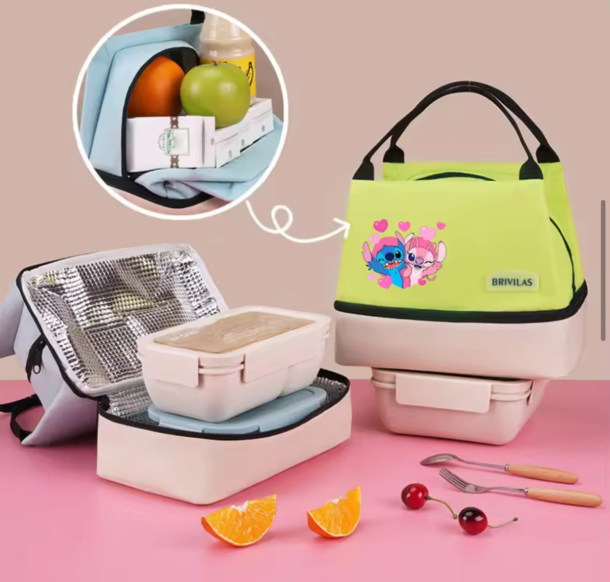 Stitch Insulated Lunch Bag, Portable Lunch Box Storage Bag, Foldable Insulated Cooler Handbag, Perfect For Office School / Picnic - Perfect Gift For Adults & Kids