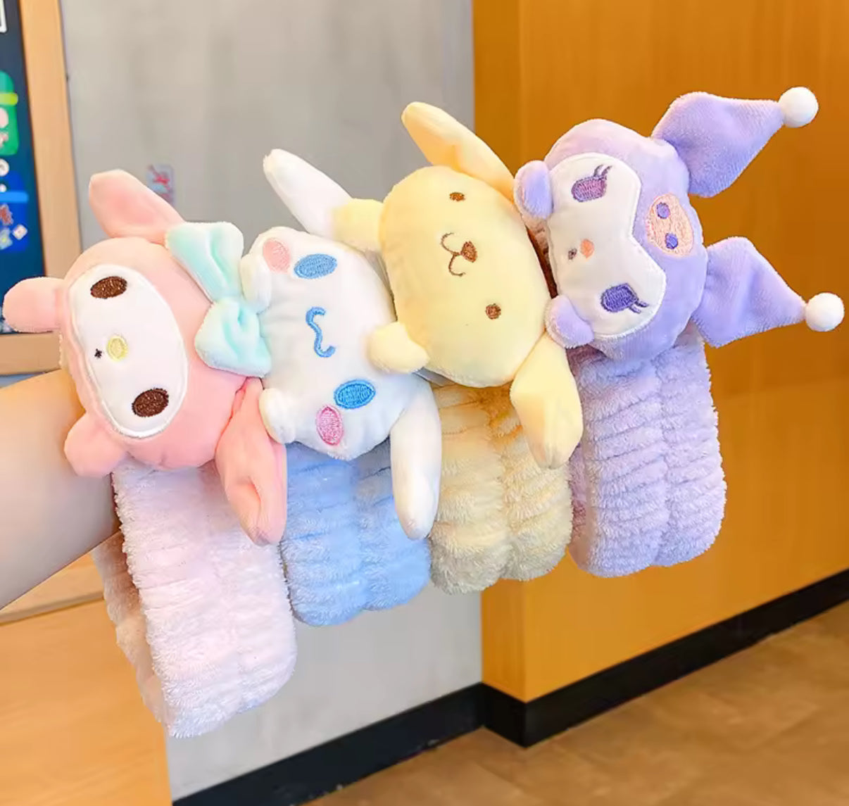Sanrio Character Plush Headband  - Doll Face Wash Makeup Hairband Kawaii Sweet Non Slip Elastic Hair Accessories - Cute Christmas or Birthday Present