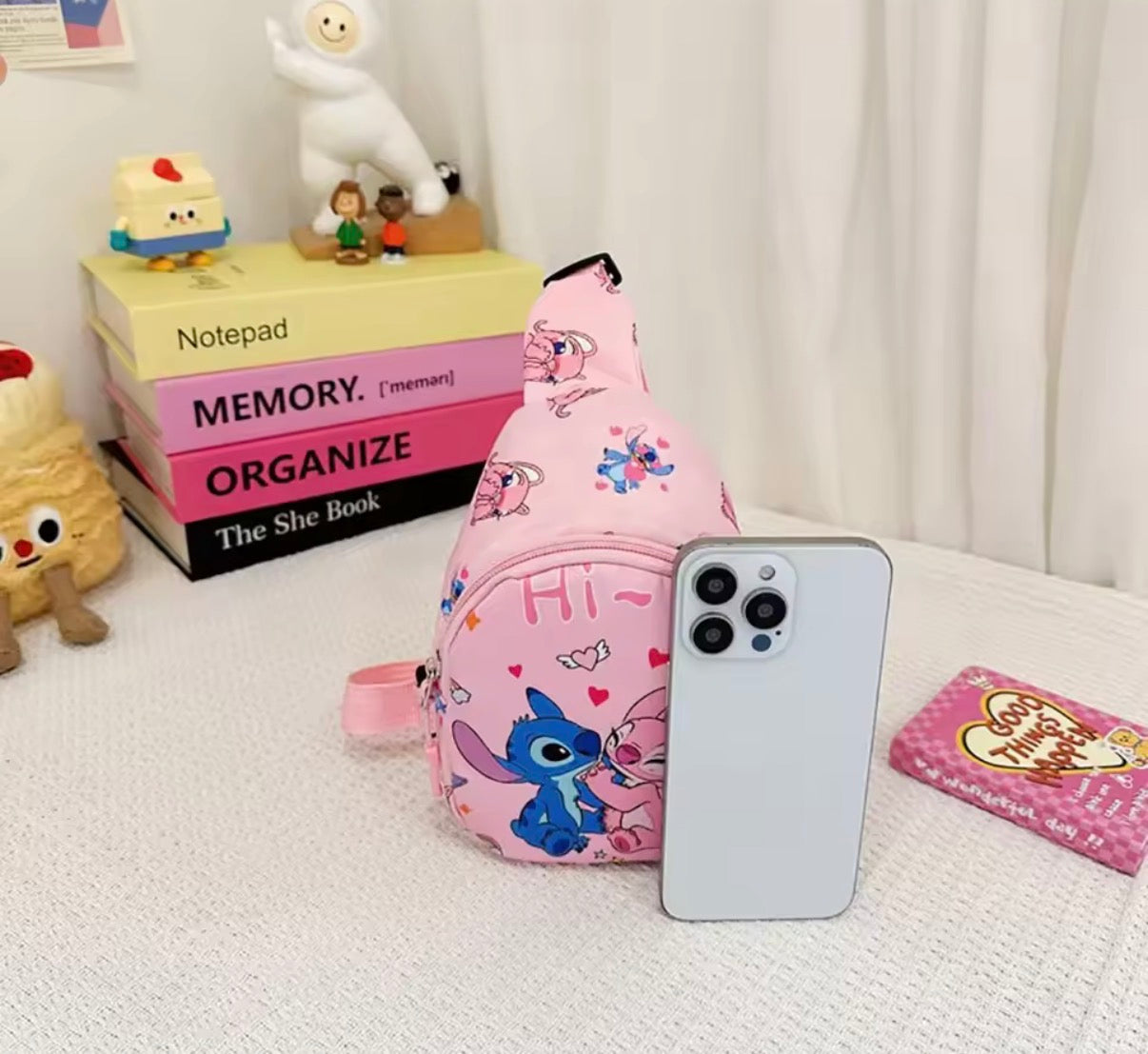Disney Stitch Chest Bag - Cute Mini Outdoor School / Travel Shoulder Bag For Boys &
Girls - Children’s Zipper Waist Bag Kawaii Gift - Available in 13
Different Colours & Designs