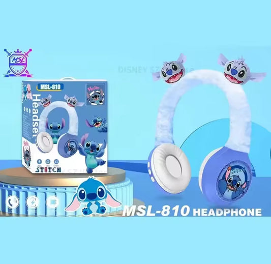 Disney Stitch Wireless Bluetooth Headphones MSL-810 HIFI Stereo Sound Plush Headsets with Mic Kids Gifts Anime Cartoon - Perfect Christmas Birthday Gift For Kids Audio*