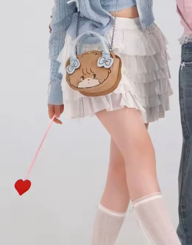 Harajuku Cat Latte Coloured Circular Hand Bag - Girls / Women Versatile Cute Handbag