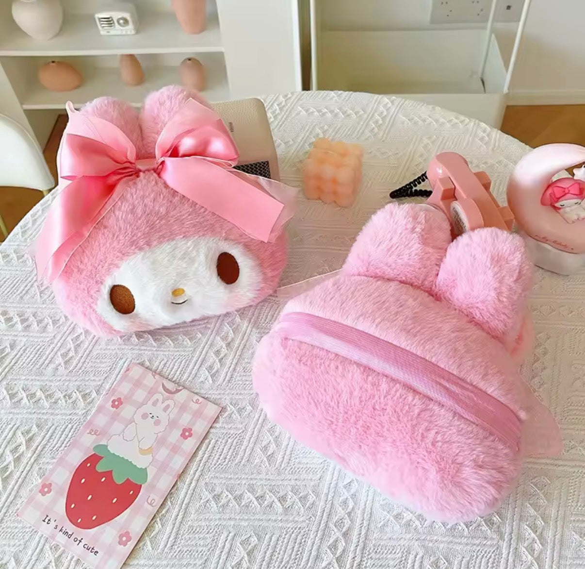 Sanrio My Melody & Hangyodon Cartoon Plushies Lovely Stuffed Anime Kawaii Plush Toy Back Cushion Headrest Car Accessories