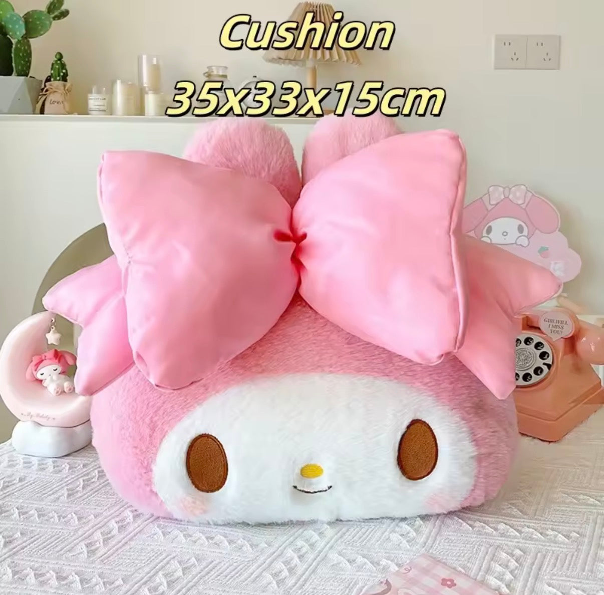 Sanrio My Melody Cartoon Lovely Stuffed Cushion / Pillow - Anime Kawaii - Perfect For Travel or For a Bedroom