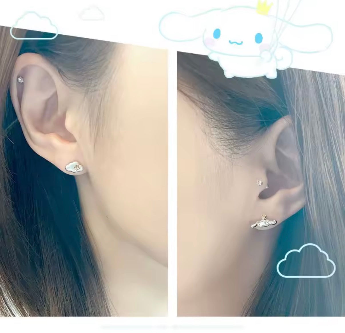 Sanrio Kawaii Cinnamoroll Cloud Series Silver Coloured
Earrings - Perfect Gift For Her - Birthday / Christmas Gift Girls / Women**