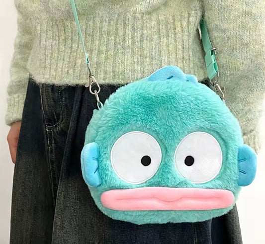 Sanrio Hangyodon Crossbody Bag Children Toys Plush Coin Purses Fashion Bag