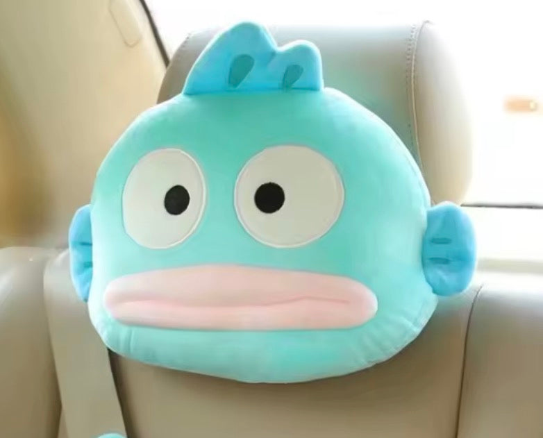 Sanrio My Melody & Hangyodon Cartoon Plushies Lovely Stuffed Anime Kawaii Plush Toy Back Cushion Headrest Car Accessories