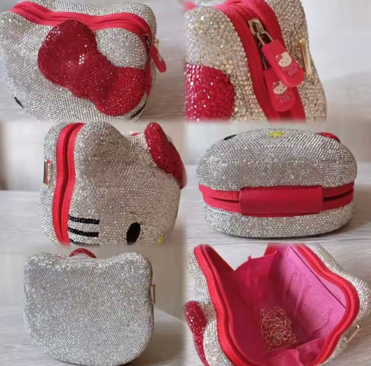 Hot Hello Kitty Diamante Bag Anime Cute Girl Y2K Style - Hardshell Chain Crossbody Bag - Versatile Use - Perfect Gift