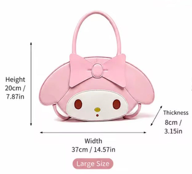 Sanrio My Melody Premium PU Leather Pink Bag Handheld Crossbody Women Girl Students Fashion Cute Spacious Gift Daily Bag (Comes With Free Charm)