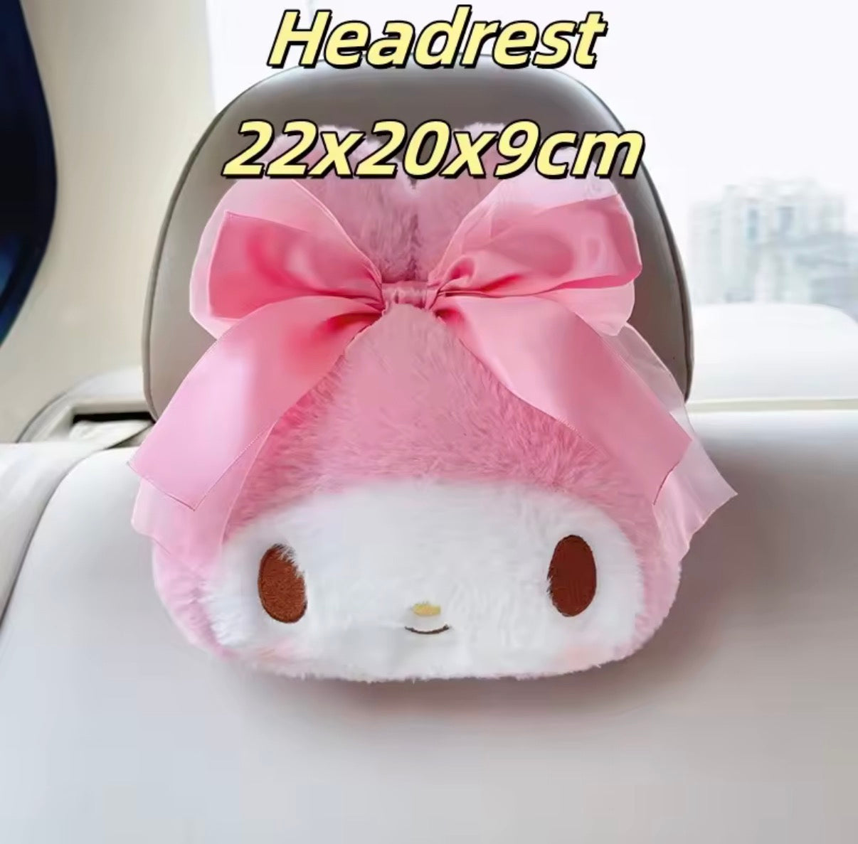 Sanrio My Melody & Hangyodon Cartoon Plushies Lovely Stuffed Anime Kawaii Plush Toy Back Cushion Headrest Car Accessories