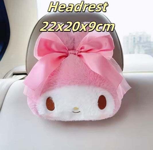Sanrio My Melody & Hangyodon Cartoon Plushies Lovely Stuffed Anime Kawaii Plush Toy Back Cushion Headrest Car Accessories