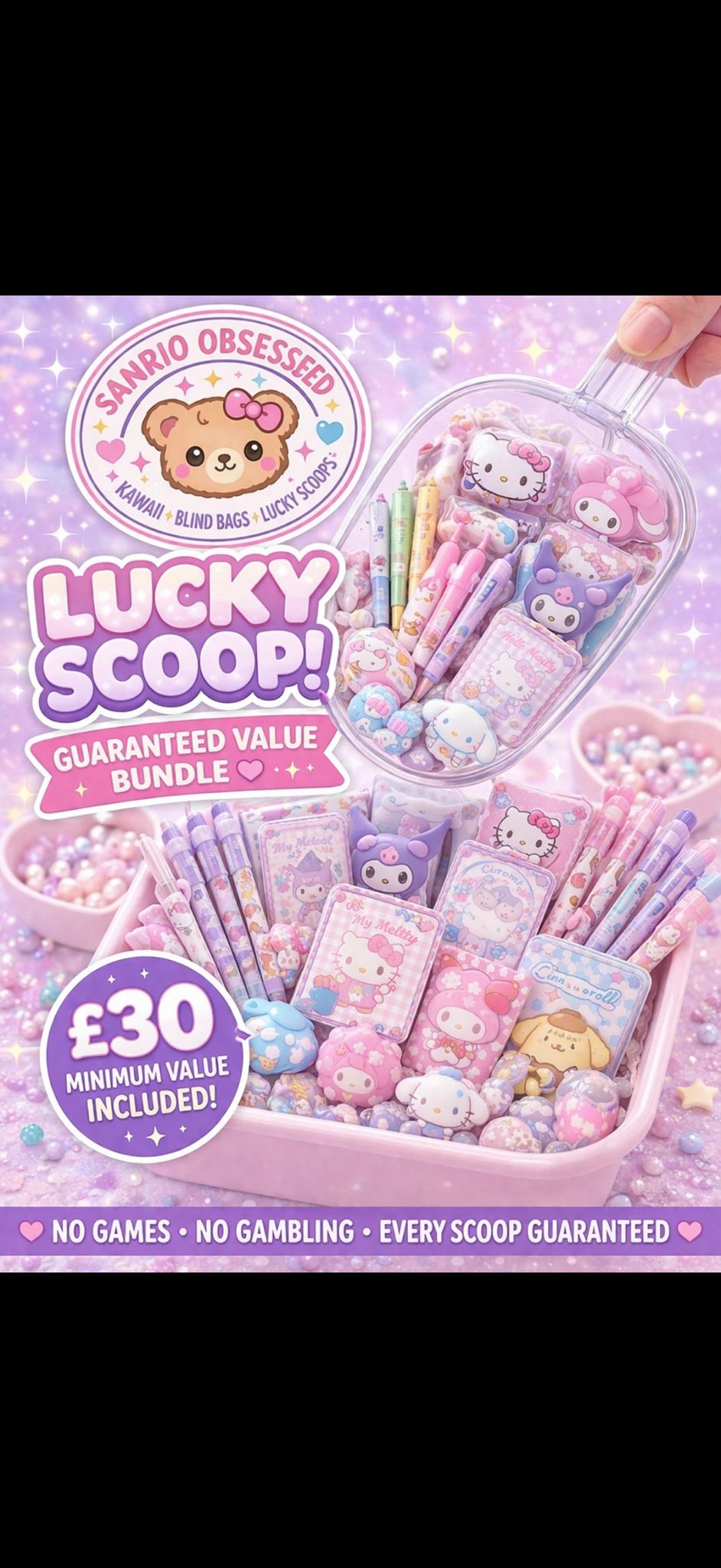 Kawaii Stationery & Accessories Lucky Scoop / Bundle - Perfect Fun Gifts For Christmas & Birthdays