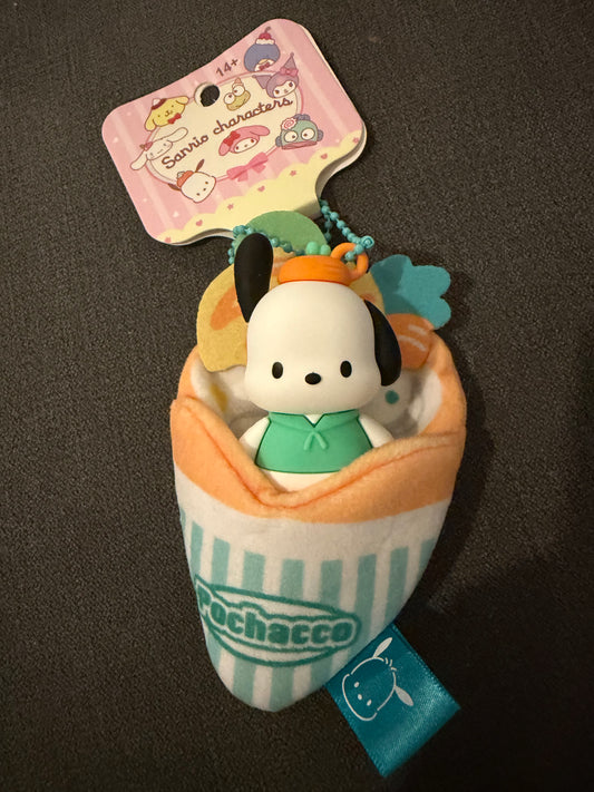 Sanrio Characters Keychain / Bag  Chain - Plastic Character In A Soft Cosy Pocket - Melody, Pochacco, Cinnamoroll & Kuromi