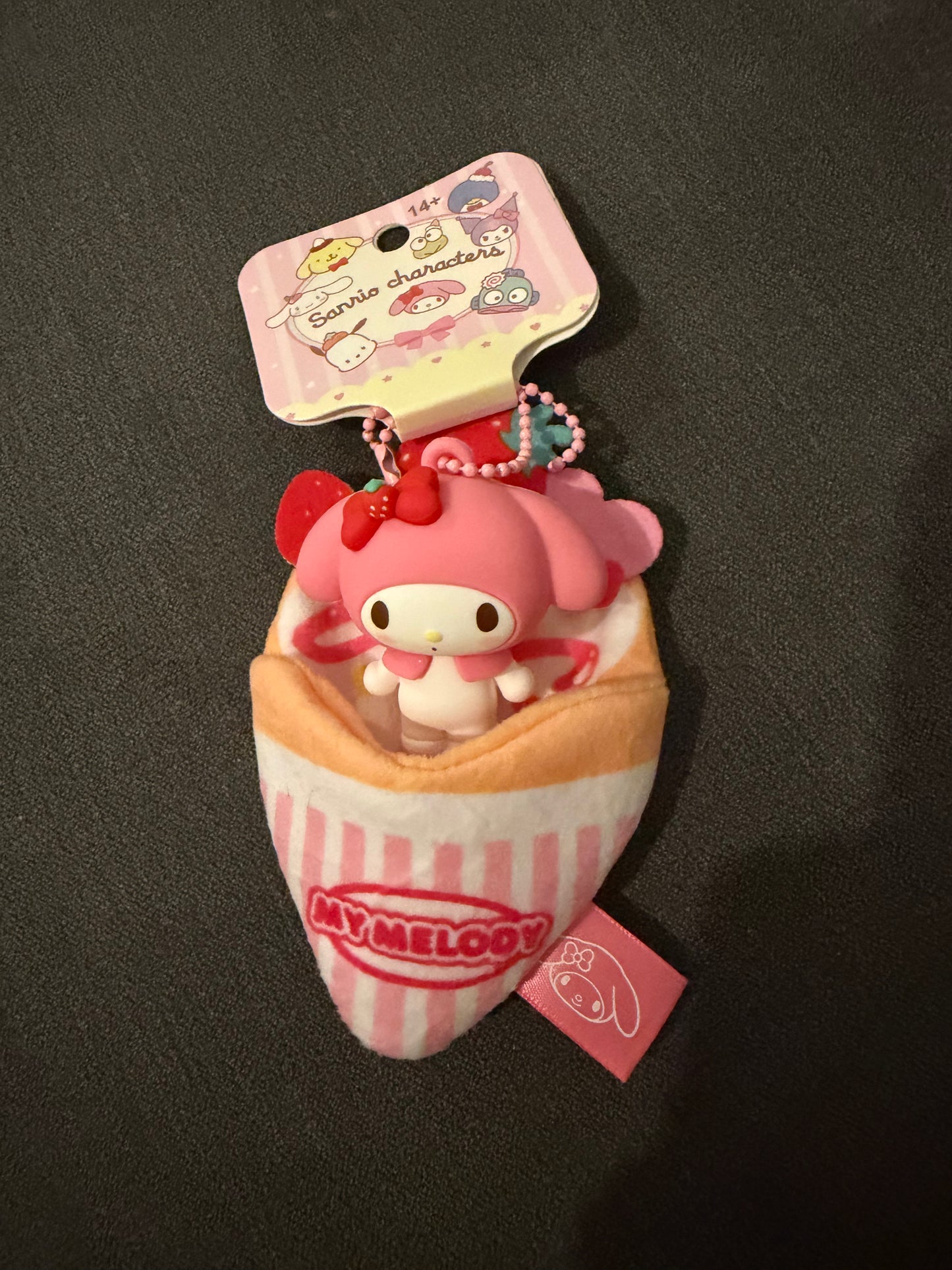 Sanrio Characters Keychain / Bag  Chain - Plastic Character In A Soft Cosy Pocket - Melody, Pochacco, Cinnamoroll & Kuromi