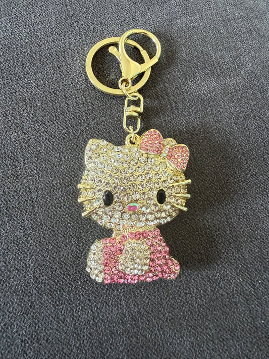 Sanrio Hello Kitty Metal Diamanté Effect 6cm Bad Cartoon Keychain Kawaii - Pendant Gift